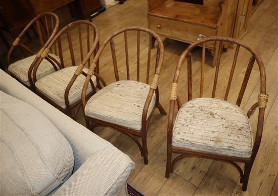 A set of four bentwood chairs